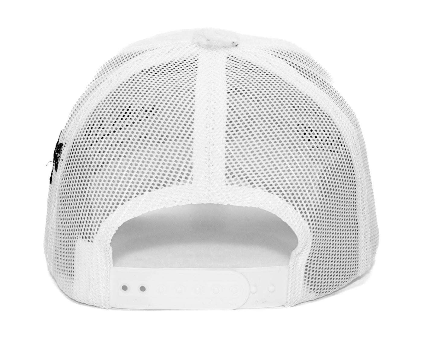 Fuzzy Trucker Satin Angel White