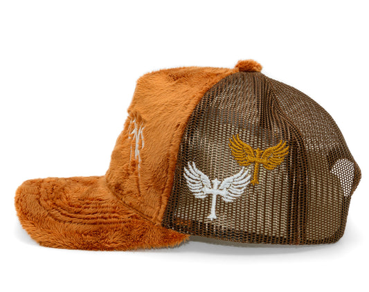 Fuzzy Trucker Coral Brown / White