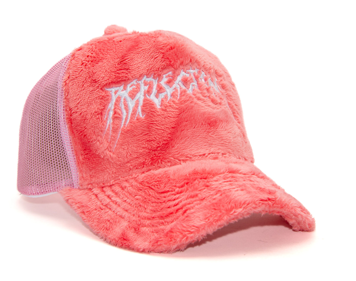 Fuzzy Trucker Coral Pink / White