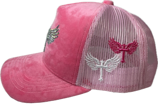 Velvet Rhinostones  Pink / White